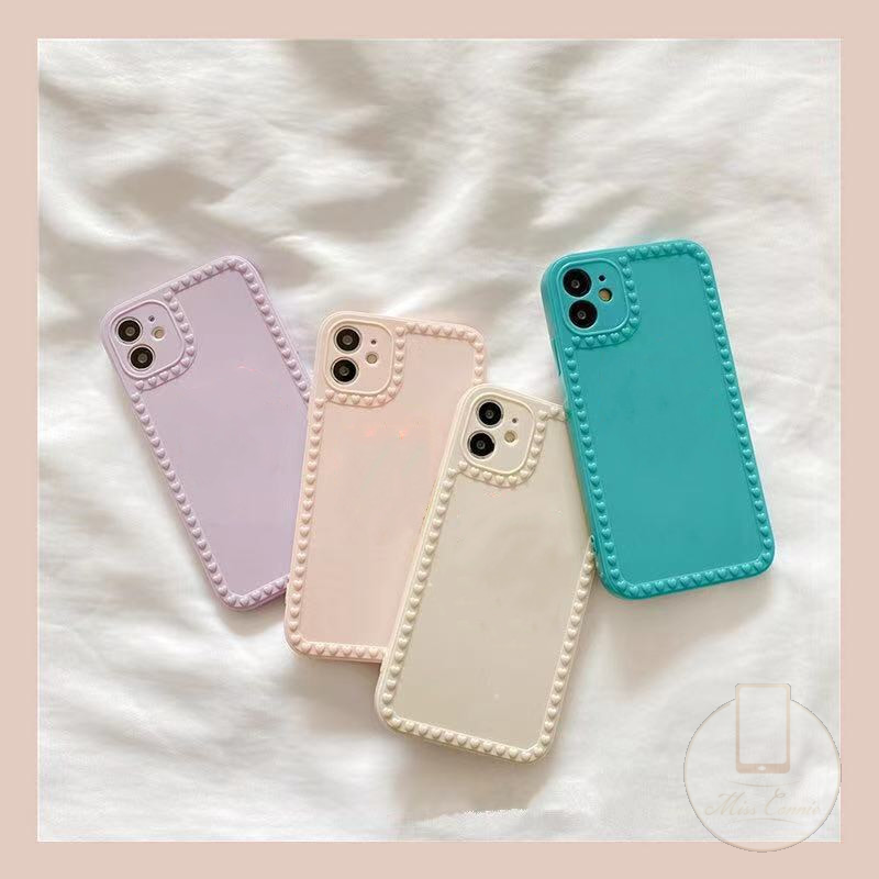 Ốp lưng dạng vuông viền trái tim bảo vệ camera cho iPhone 12 11ProMax 6 6S 7 8 Plus X XS XR XSMax SE2020