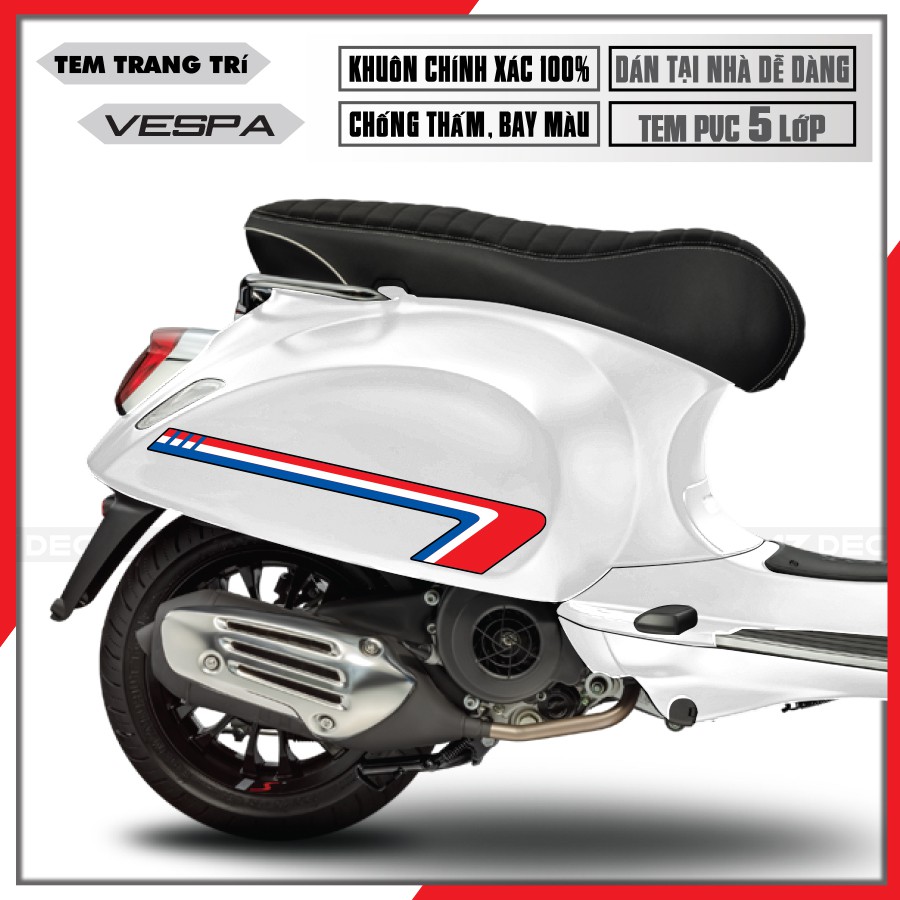 Tem Xe Vespa Sprint/Primavera/GTS/LX | VP14 | Tem Rời Cắt Khuôn Sẵn, Chất Liệu Decal Cao Cấp, Dễ Dán