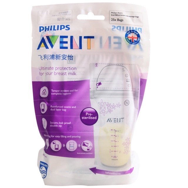 Bộ 25 túi trữ sữa Avent SCF603/25 (Mỗi túi 180ml)