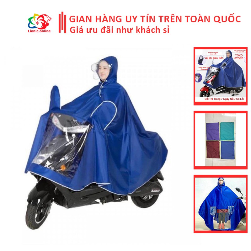 Áo mưa phản quang vải dù 1 đầu có kính che mặt