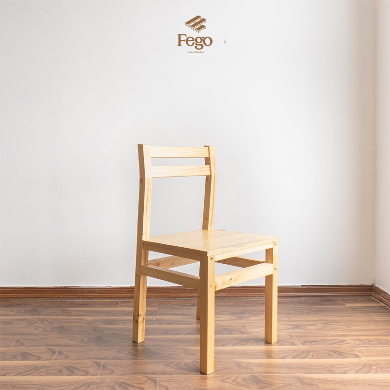 Ghế gỗ ngồi học FEGO không tay tựa gỗ thông tự nhiên