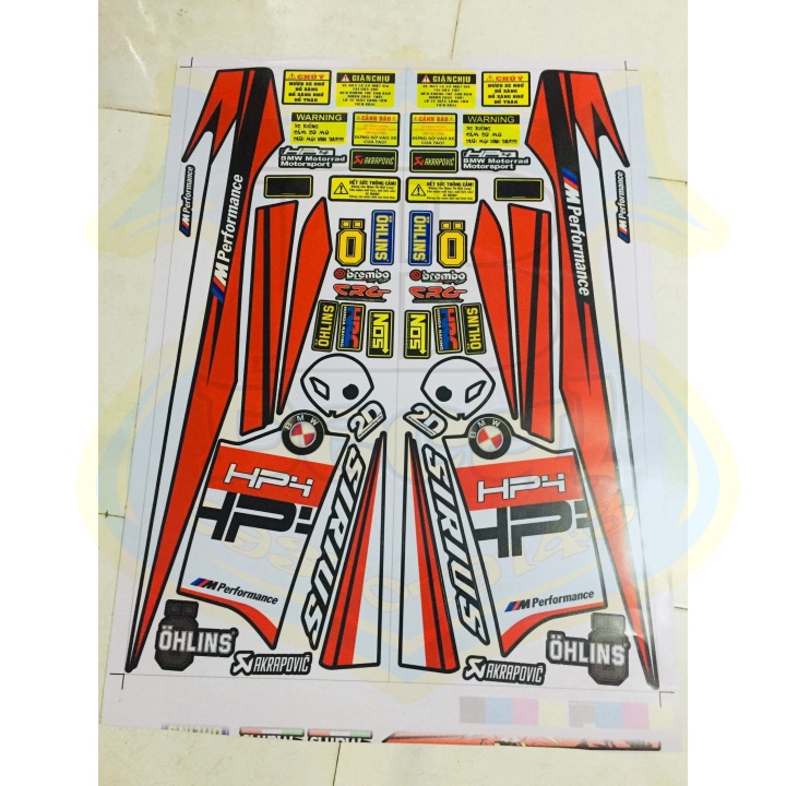 ( Quí khách vui lòng mang ra tiệm cho thợ dán ) Tem SIRIUS HP4 ĐỎ ĐEN