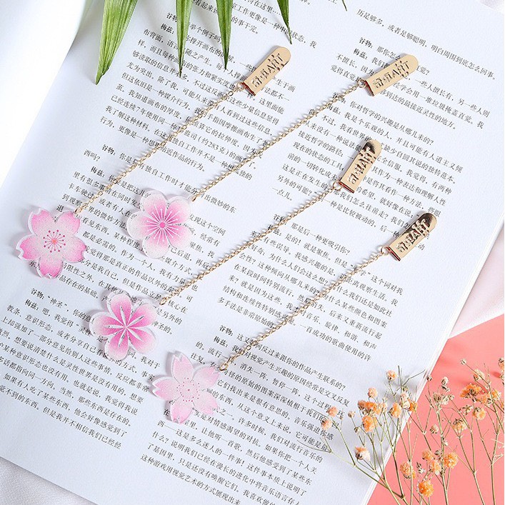 Bookmark đánh dấu trang hình hoa lá kẻ nhũ kim