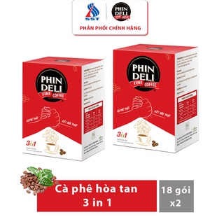 [Mã SSTCSVP067884 giảm 9% đơn từ 0đ] Combo 2 hộp Cà Phê Hòa Tan PhinDeli 3in1 (17g x 18 gói) - 8936081481020