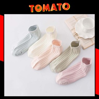 Vớ Tất Nữ Trơn Cổ Ngắn Đế Caro  - Vớ Nữ Cotton Mềm Mại , Thoáng Mát Khử Mùi , Nhiều Màu Lựa Chọn - 221