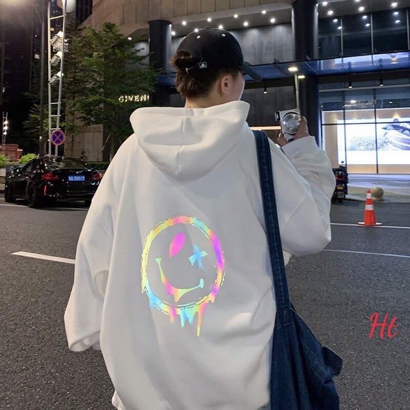Áo hoodie phản quang mặt chảy cười OX HT12