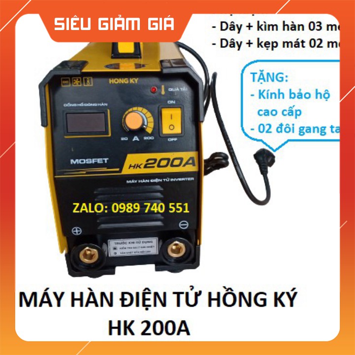 Máy hàn điện tử Hồng Ký HK 200A tặng kính bảo hộ cao cấp và 02 đôi gang tay sợi