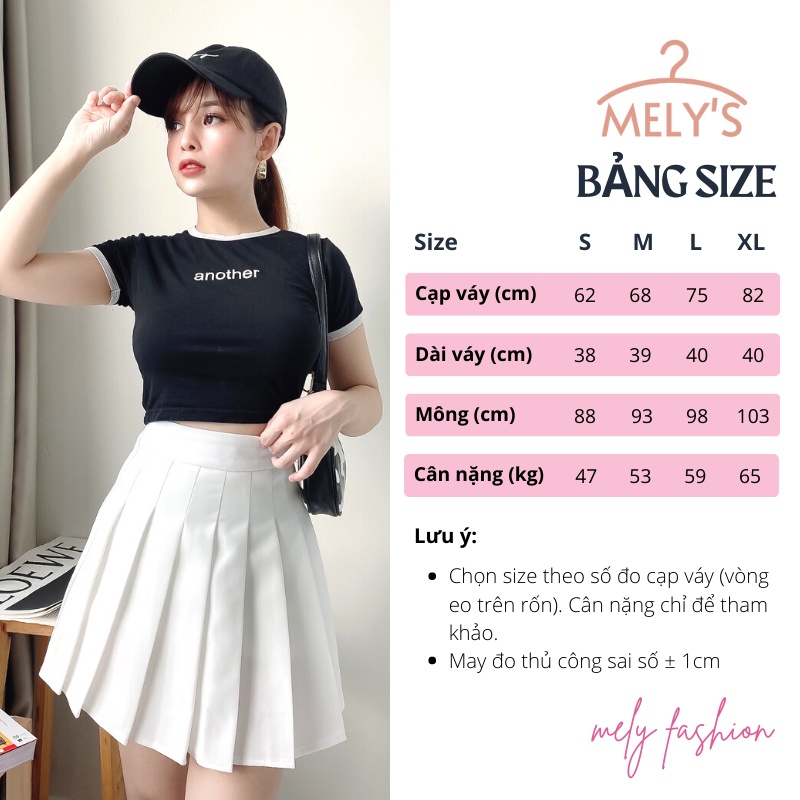 Chân váy tennis xếp ly dáng ngắn chữ A lưng cao chất vải cao cấp trẻ trung năng động có bigsize Mely Fashion CV01