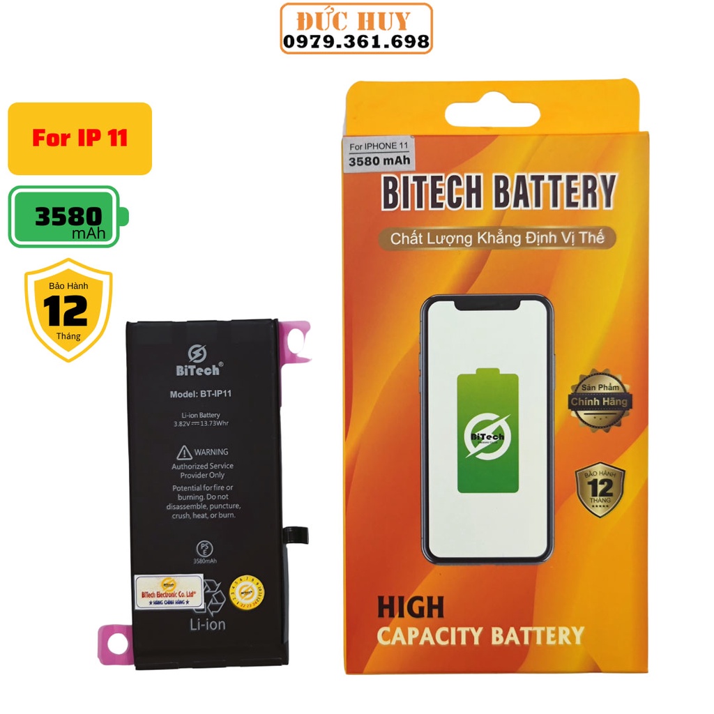 Pin Dung Lượng Cao Chính hãng BITECH BT-IP6 / 6S / 6SPL / 7 / 7PL / IP8 / 8PL / IPX / XR / XS / XSM / 11 / 11PR /11 PRM