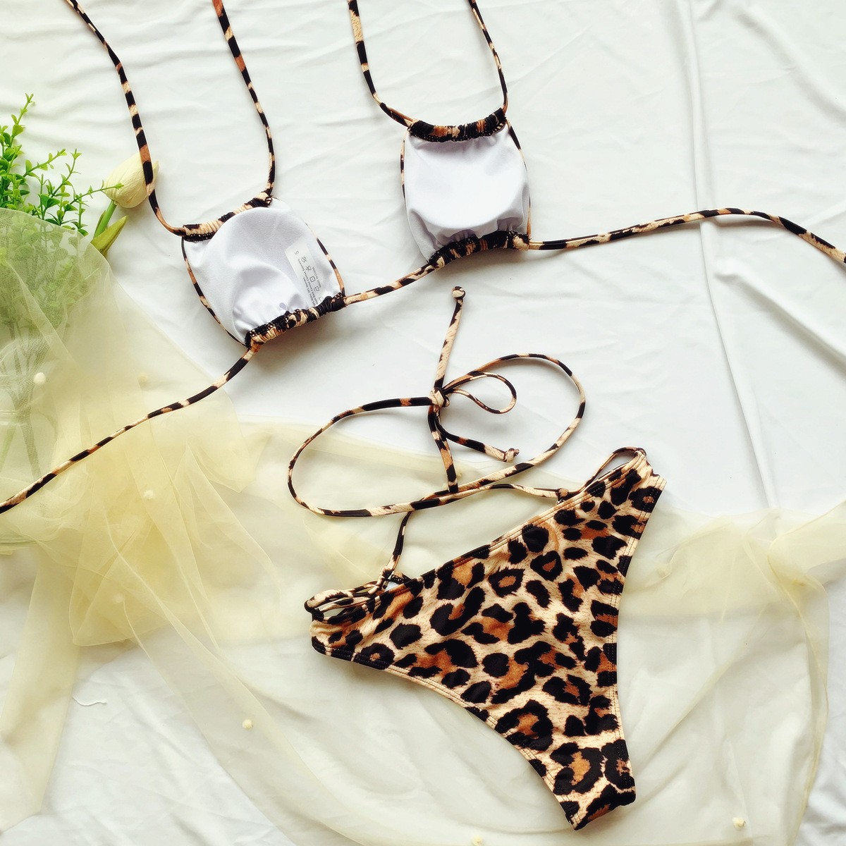 Bikini Nữ Phối Dây Màu Trơn Hoạ Tiết Da Báo | BigBuy360 - bigbuy360.vn