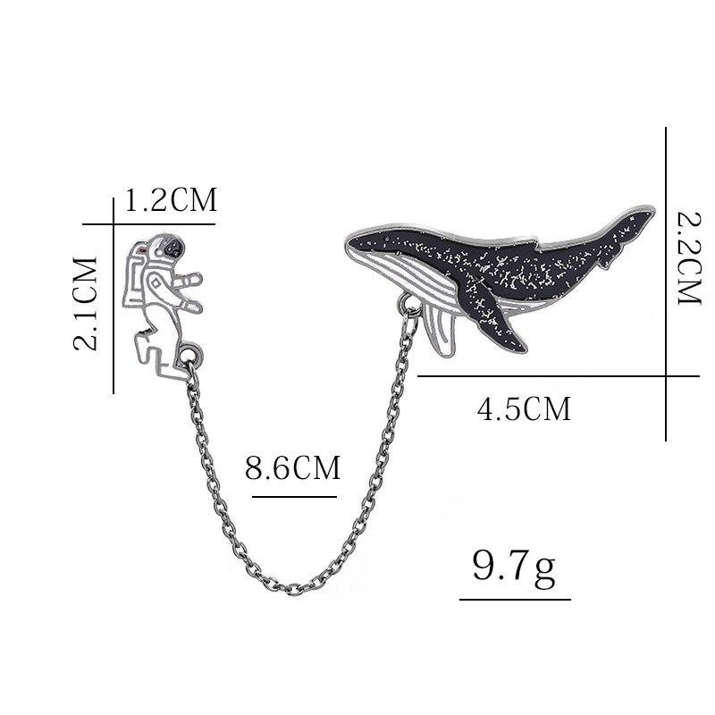 Pin cài áo cá voi và phi hành gia phối xích độc đáo - GC001