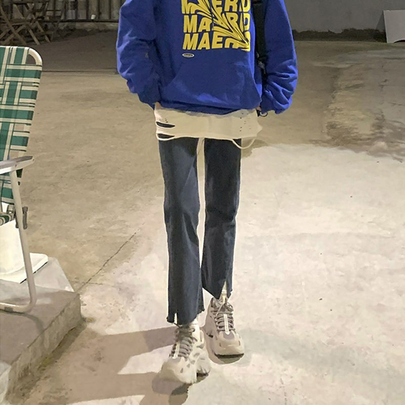 Quần jean nữ ống rộng lưng cao phong cách retro thời trang mùa thu 2021