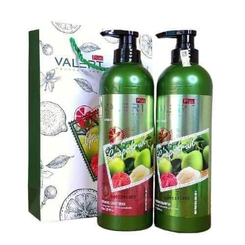 Bộ dầu gội xả bưởi Valert Grapefruit siêu mêm mượt phục hồi ngăn rụng kích thích mọc tóc 850mlx2