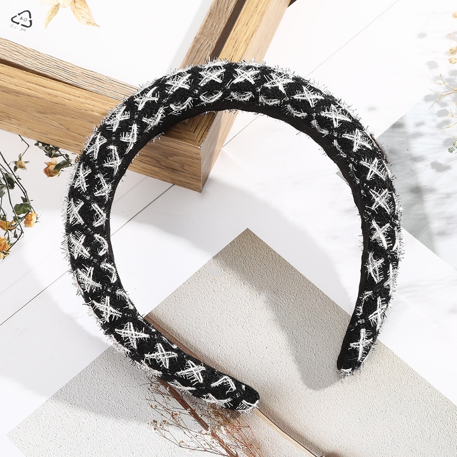 Băng đô xốp bản rộng họa tiết kẻ sọc phong cách retro Hàn Quốc cho nữ