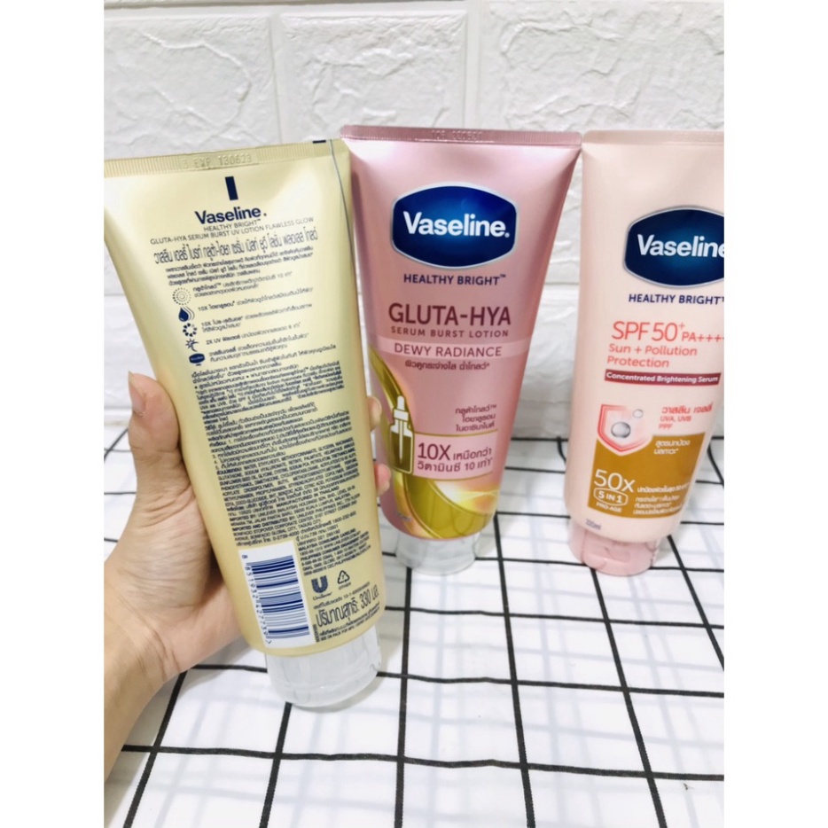 Sữa Dưỡng Thể Vaseline Healthy White dưỡng da ngày đêm 50x Gluta HYA Thái Lan (320ML-330ML)