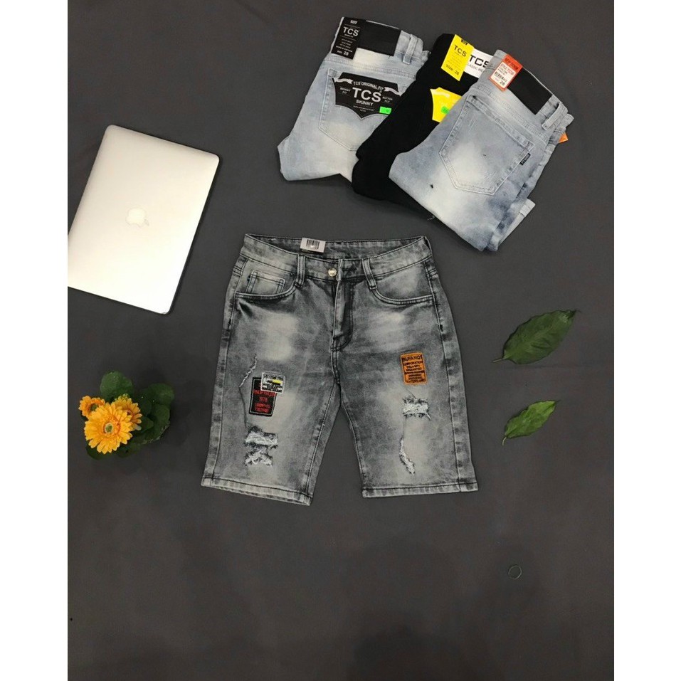 Quần short jean nam xám than rách cao cấp - chất liệu bò co giãn tốt ( Hàng chuẩn shop) Lady-Hn Store88 KV012