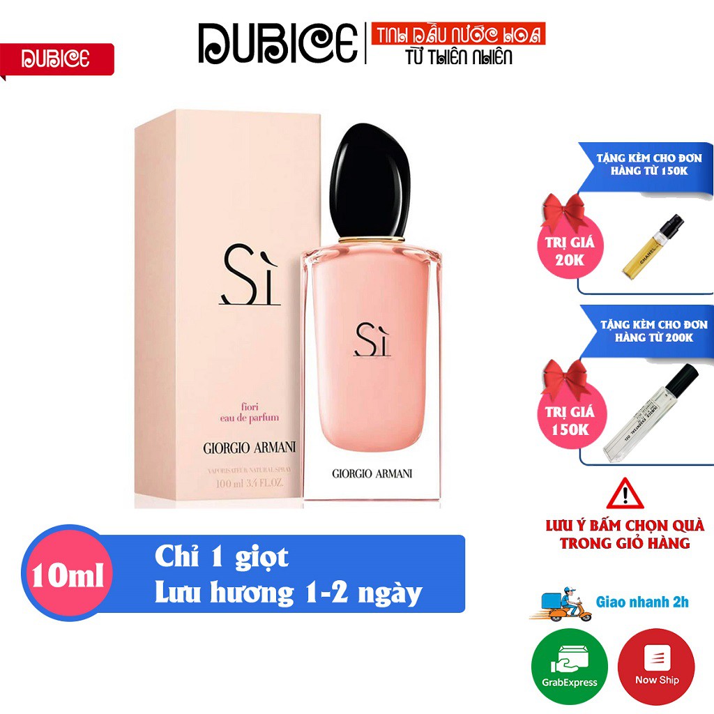 Tinh dầu nước hoa nữ Si Fiori thơm lâu từ 1 - 2 ngày dùng làm mỹ phẩm, xông phòng, khử mùi hàng cao cấp - chiết mini