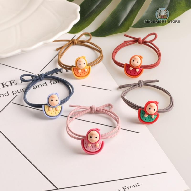 Dây cột tóc co giãn họa tiết hoạt hình phong cách Hàn Quốc nhiều màu tùy chọn