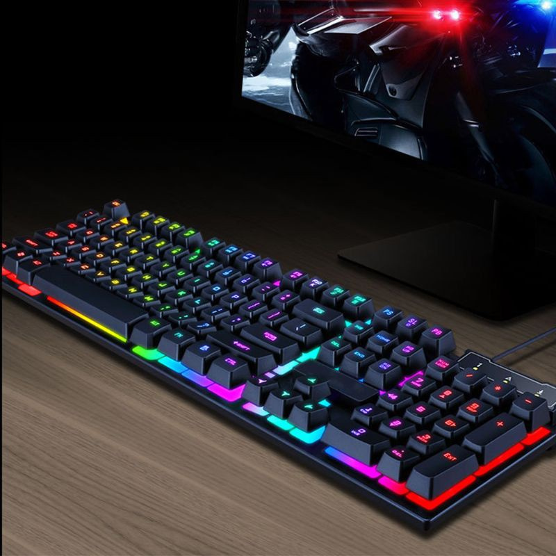 CRE  USB Wired Gaming Keyboard 104 Keys Mechanical Feeling Gamer Keyboard for Computer Laptop