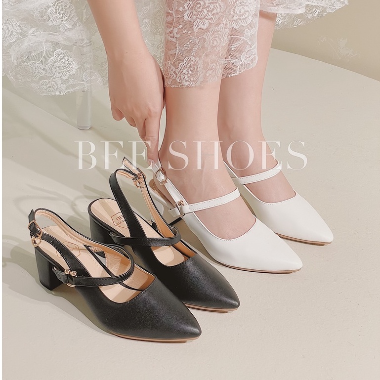 GIÀY BÚP BÊ BEESHOES DÂY NGANG MŨI NHỌN - GIÀY BÚP BÊ ĐẾ TRỤ CAO 6CM CÓ SẴN [ FORM NHỎ ]