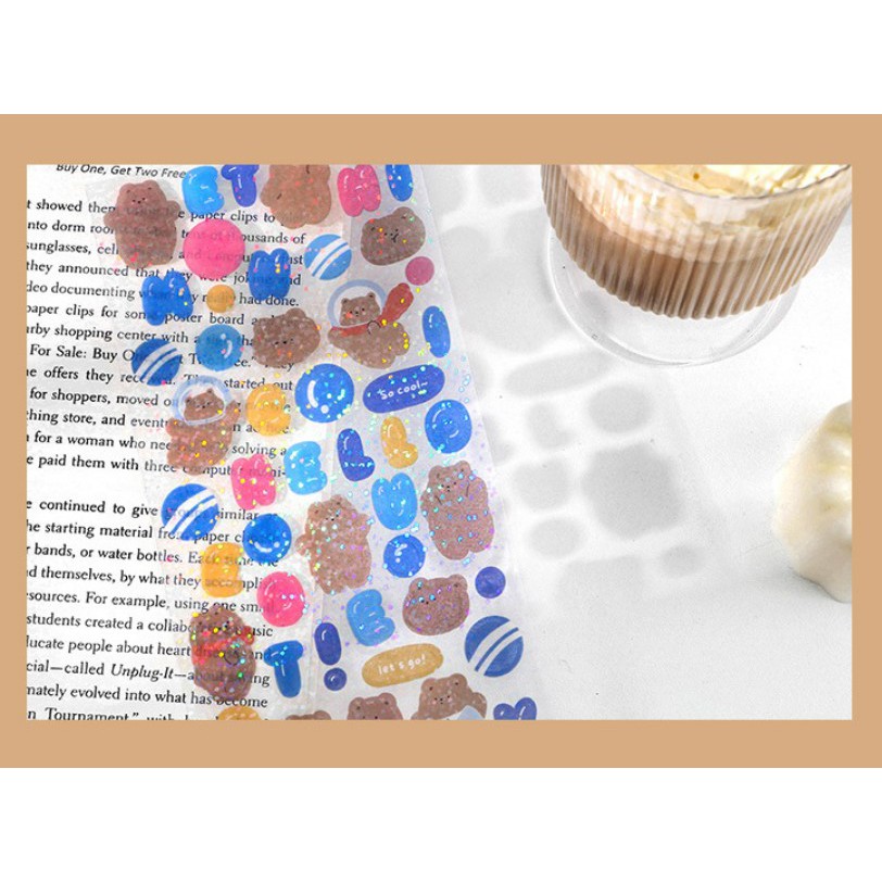 Sticker dễ thương bling bling hello sticker ánh kim tuyến xinh xắn - Be Tiny