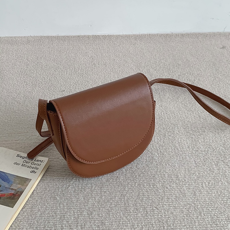 Ielgy Túi Đeo Chéo Màu Trơn Đơn Giản Phong Cách Retro Hàn Quốc Cho Nữ