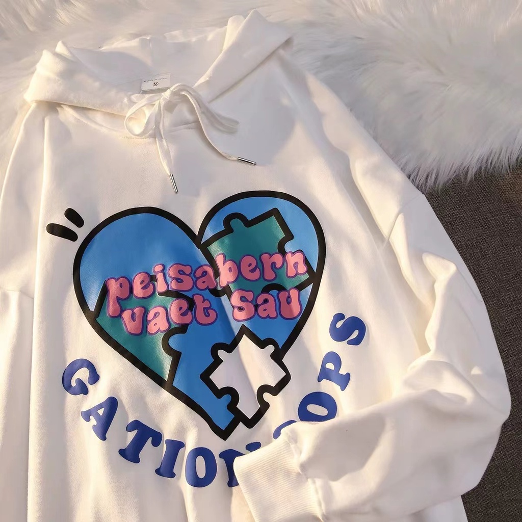 NRVP Áo Hoodie Tay Dài Oversize In Họa Tiết Phong Cách Hàn Quốc Kiểu Mới Cho Nam / Nữ