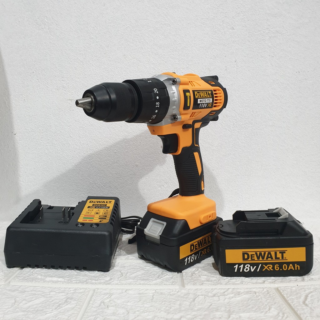 Máy Khoan pin Máy bắn vít DEWALT 118V 3 chức năng, CÓ BÚA, LÕI ĐỒNG, PIN KHỦNG 10 CELL tặng kèm 21 phụ kiện