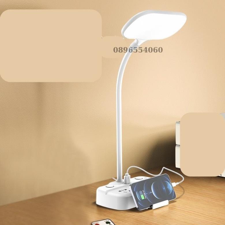 Đèn Led học Để Bàn  kèm ổ điện tích hợp 3 cổng usb sạc điện thoại laptop máy tính bảng