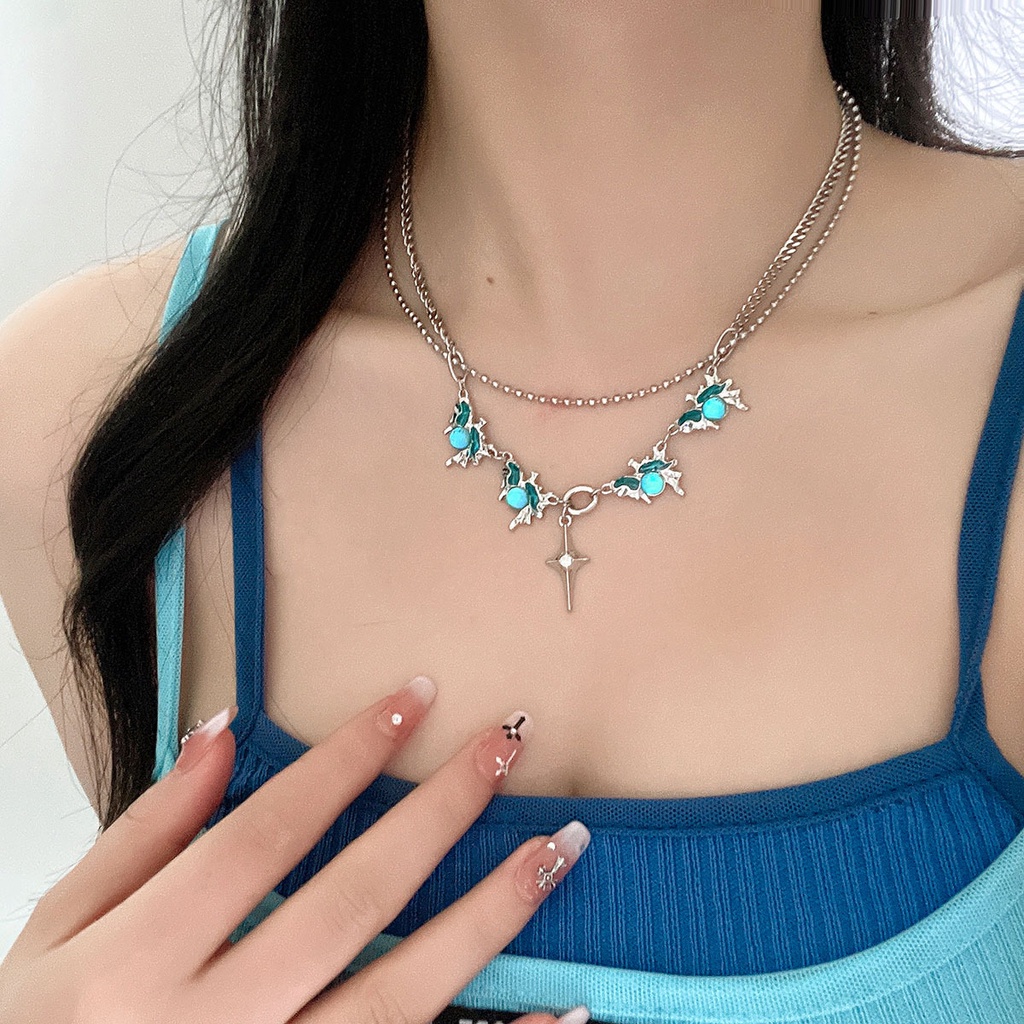Dây ChuyềN HợP Kim HìNh Chữ ThậP ĐíNh Đá Xinh XắN