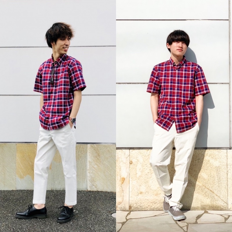 Áo sơ mi nam cộc tay kẻ caro thời trang của Uniqlo
