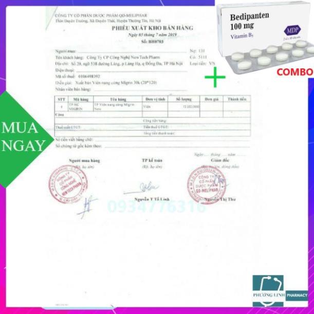 Combo Bedipanten 100mg +  Migrin - giảm đau nửa đầu