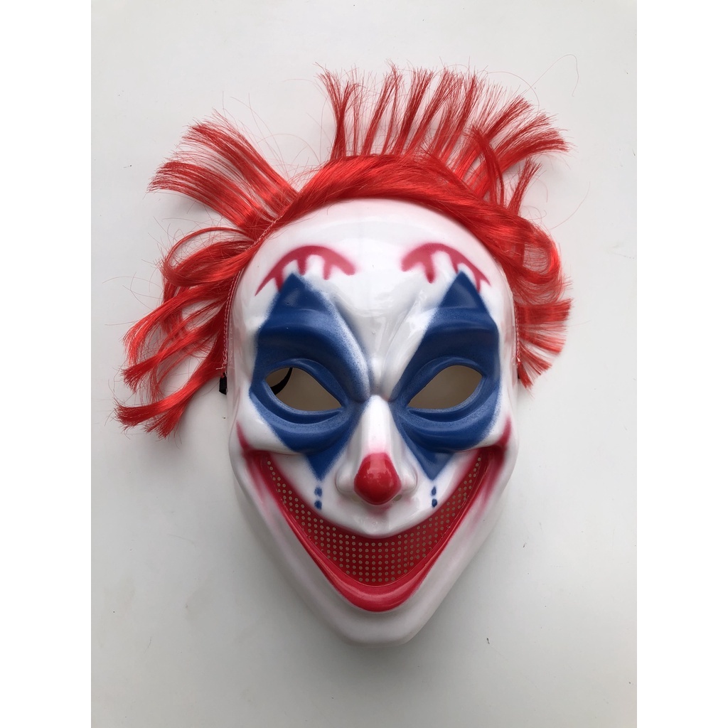 Mặt nạ chú hề ma quái hóa trang Halloween cho người lớn hai màu xanh đỏ