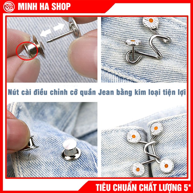 Cúc cài bóp Eo Đồ Thu Nhỏ Lưng Quần, Khuy Gài Eo Chỉnh Quần Không Cần Đinh Tán Tiện Lợi Cho Nữ Hình Hoa Cúc