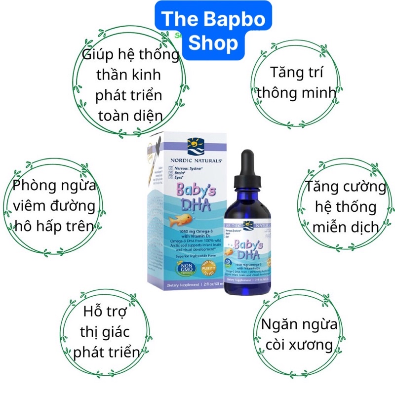 Baby's DHA drop bổ sung Omega 3, vitamin D dạng giọt cho bé 60ml