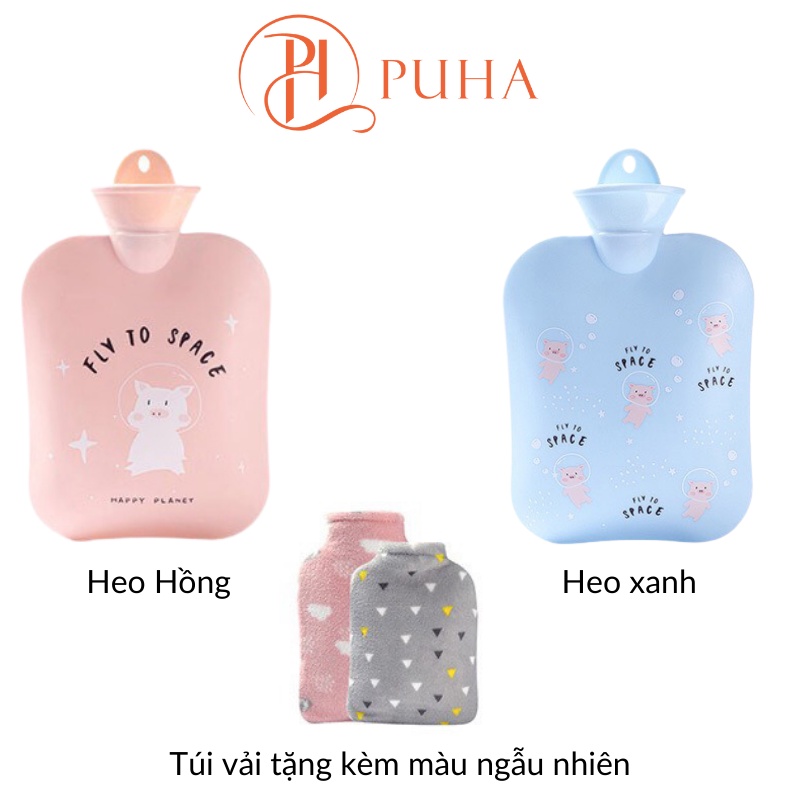 Túi chườm ấm nóng Puha 1300ml đa năng tiện ích, sưởi ấm bụng kinh quà tặng bạn gái ý nghĩa