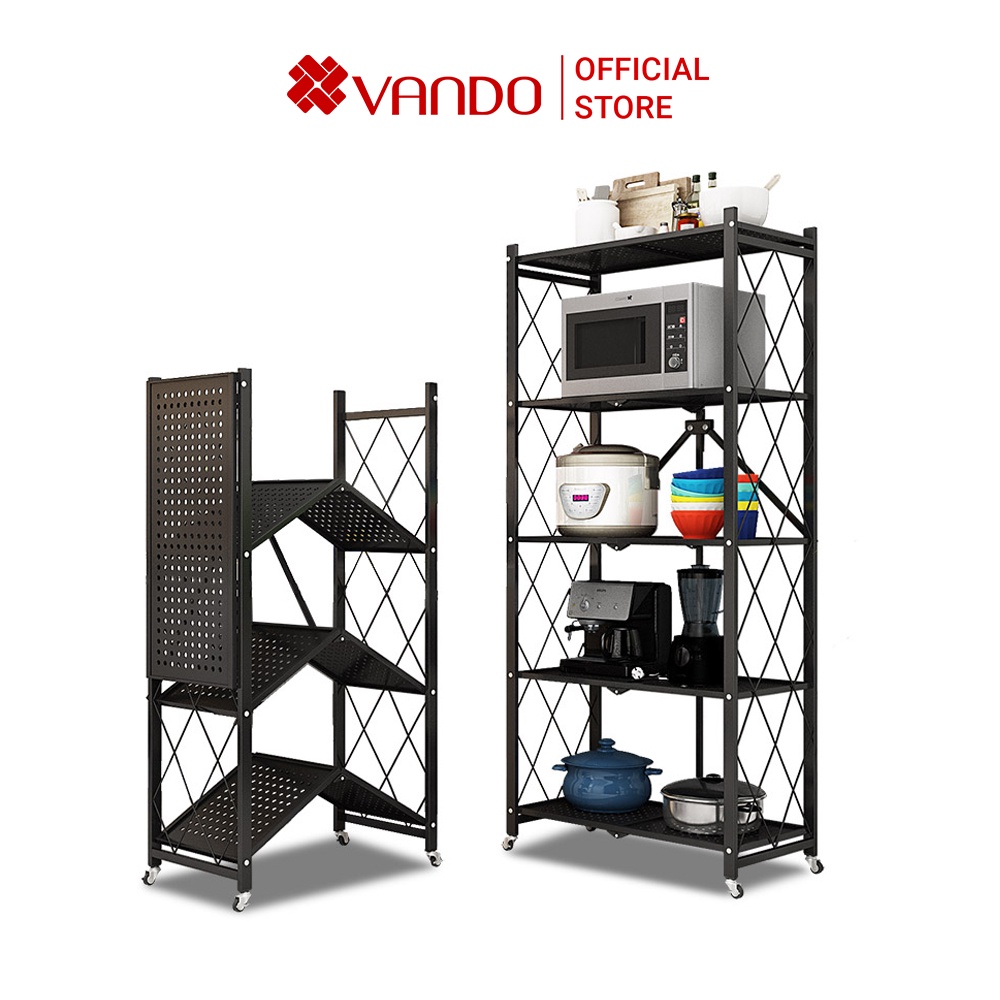 Kệ Để Đồ Đa Năng VANDO Dùng cho Nhà Bếp có thể Xếp Gọn Gấp Gọn, giá Để Lò Vi Sóng kèm Để sách, trang trí đồ dùng