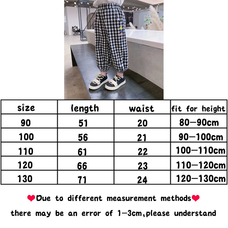 Quần dài ống rộng chống muỗi họa tiết sọc caro phong cách Hàn Quốc thời trang cho bé gái