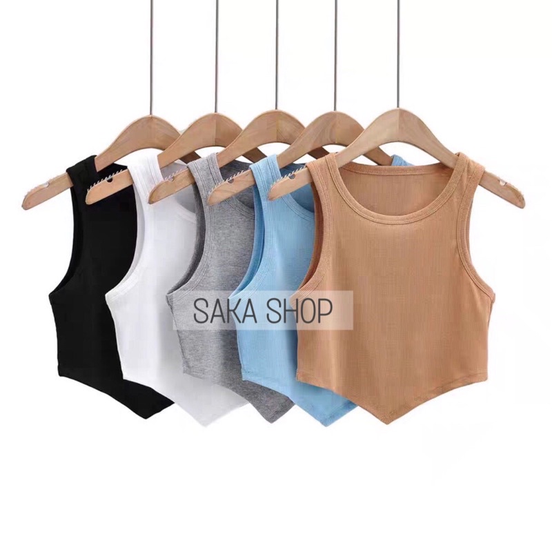 Áo croptop ba lỗ trơn nữ lai nhọn nhiều màu thời trang