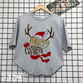 Áo Thun Nữ Unisex Màu Xám Form Rộng Đón Giáng Sinh Merry Christmas DLX