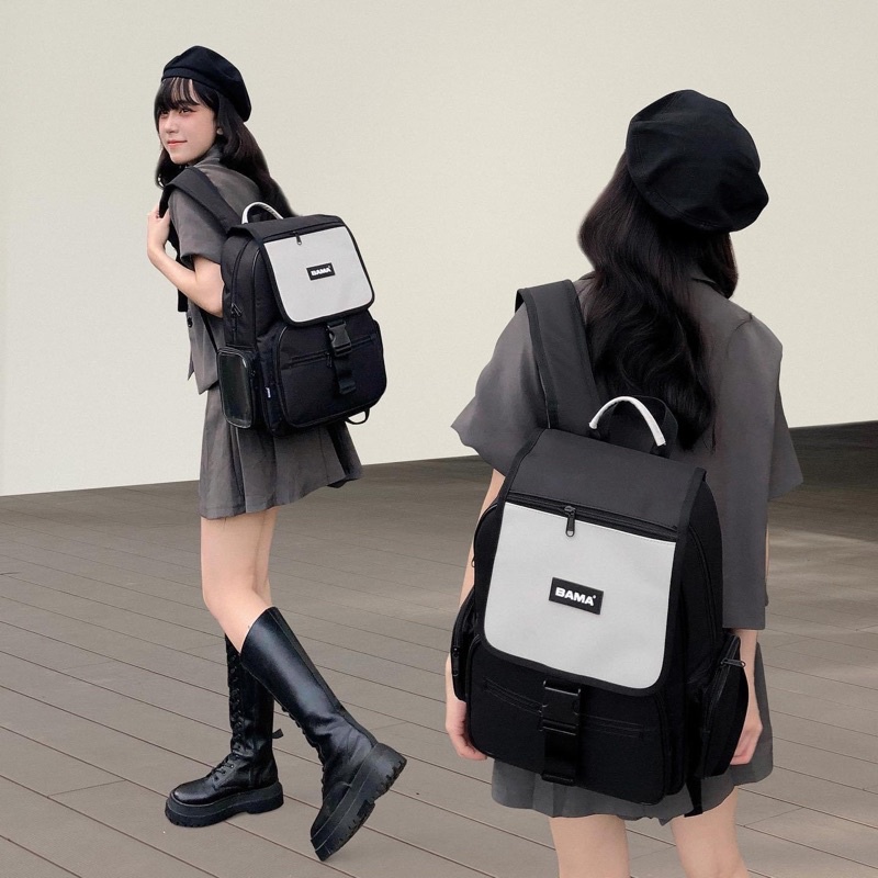 Balo Bama Project Backpack Chất Liệu Vải Canvas Cặp Bama Đi Học Đi Chơi Ulzzang Unisex Đựng Vừa Laptop 15 Inch
