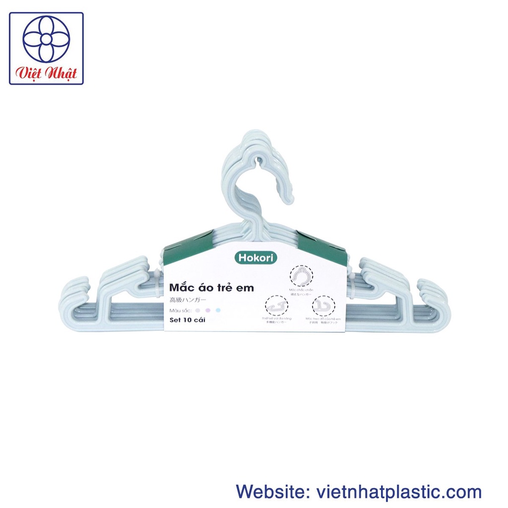 Set 10 Móc quần áo trẻ em hokori nhựa cao cấp Nhật - mắc quần áo cho em bé, trẻ sơ sinh Gia dụng Thành Luân