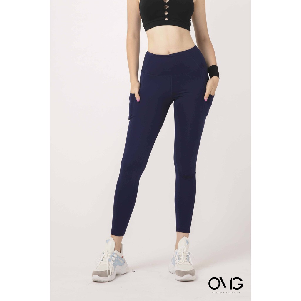 Quần tập Gym, Yoga Nữ BIKINI PASSPORT kiểu dài có túi 2 bên - màu Xanh navy - BG073_NV