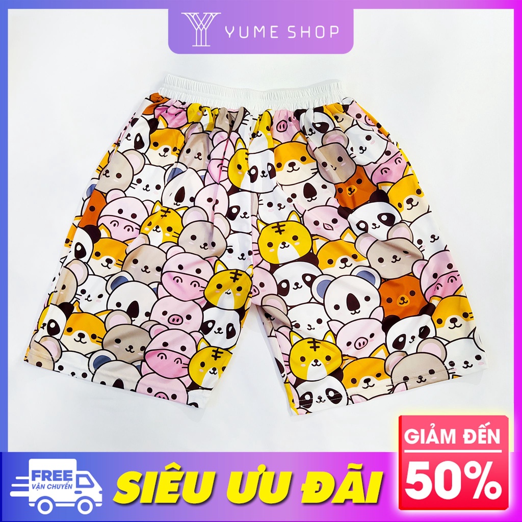Quần Short Lửng Cartoon Unisex, Quần đùi hoạt hình họa tiết 3D