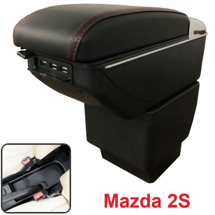 Sản Phẩm Hộp tỳ tay xe hơi, ô tô dành cho xe Mazda 2S tích hợp 7 cổng USB mã DUSB-MDA2S: Màu Đen và Be .