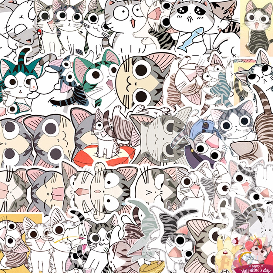 Sticker dán trang trí hình mèo dễ thương chống nước xinh xắn dễ thương