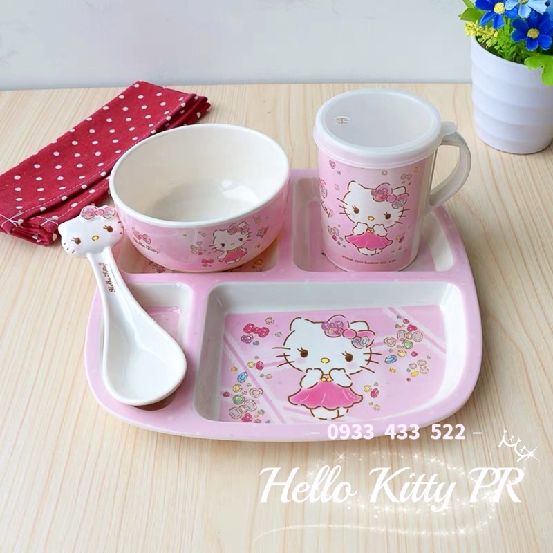 Tô chén muỗng ly dĩa Hello Kitty