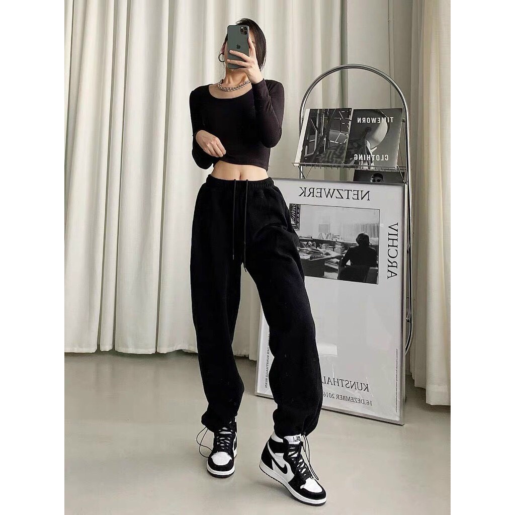 Quần thể thao nam nữ boomber chất nỉ bông mềm mịn quần thể thao nam