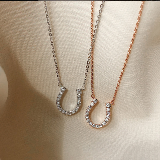 Vòng cổ Mạ Bạc 925 Hình Móng Ngựa Đính Đá Zircon