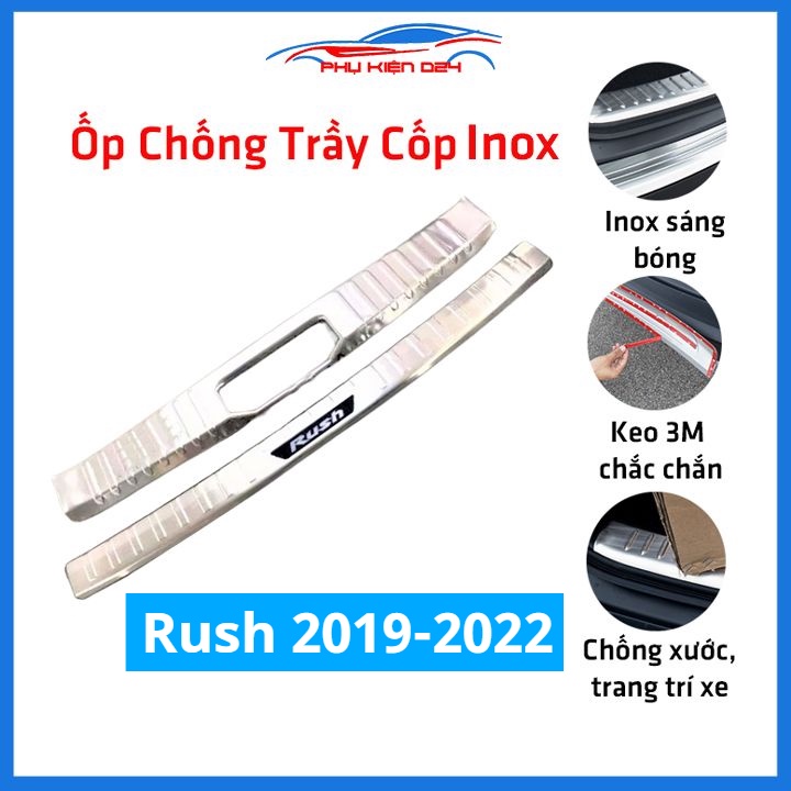 Ốp chống trầy cốp Rush 2019-2020-2021-2022 inox sáng bóng bảo vệ xe chống va đập